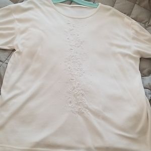 Coldwater Creek white embroidered floral top